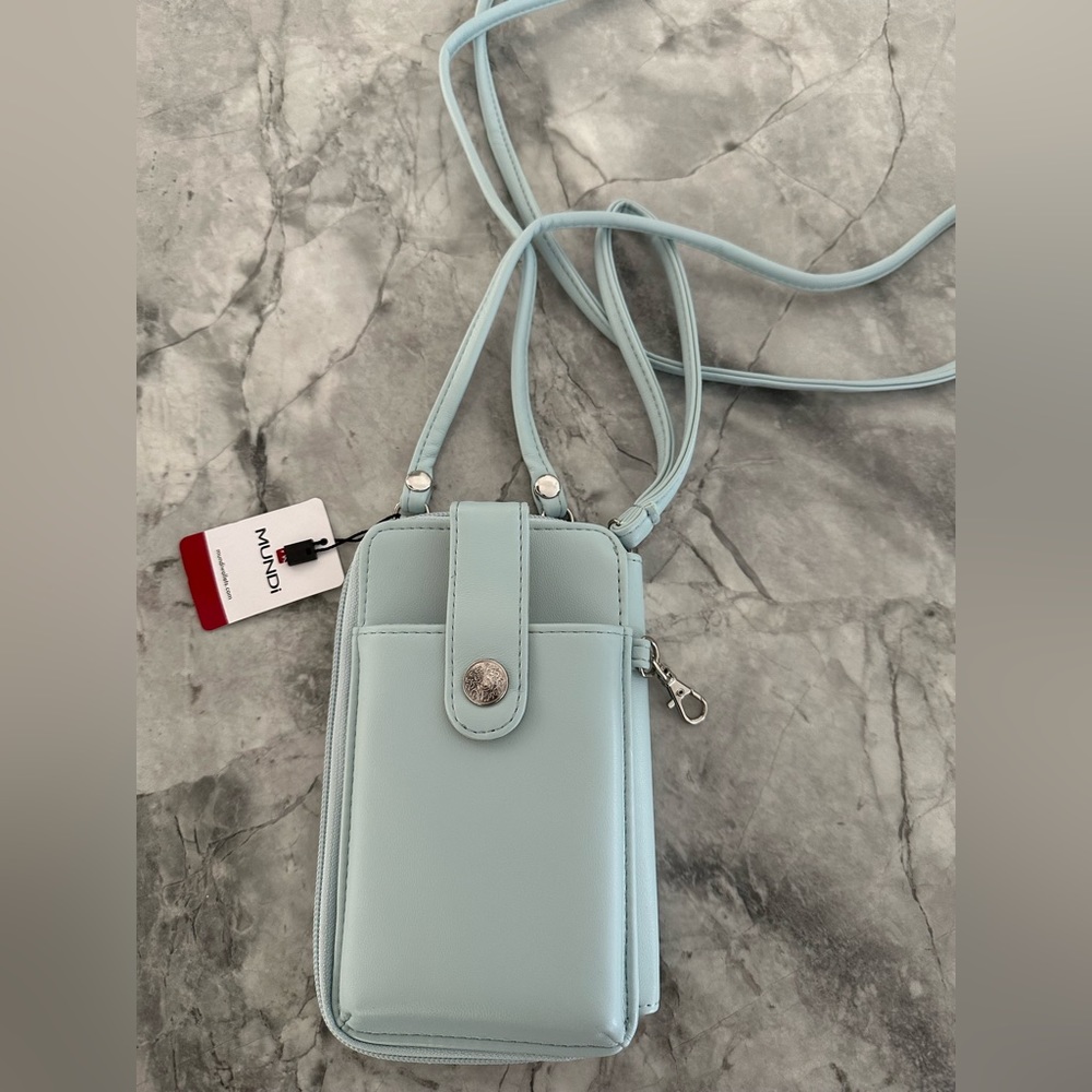 Blue Wallet and Phone Holder